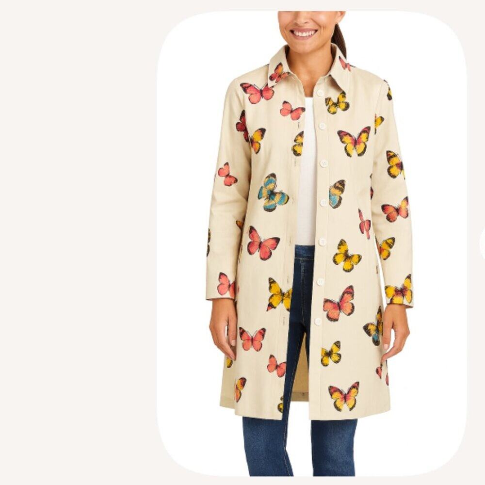 Karen Kane Butterfly Print Button Jacket Size S